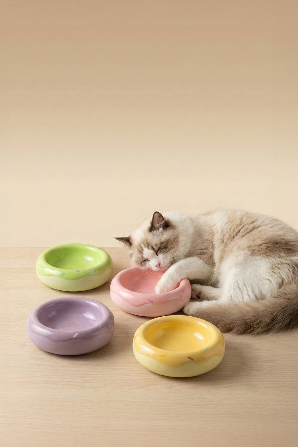 Honey Donut Slow Feeder Ceramic Pet Bowl