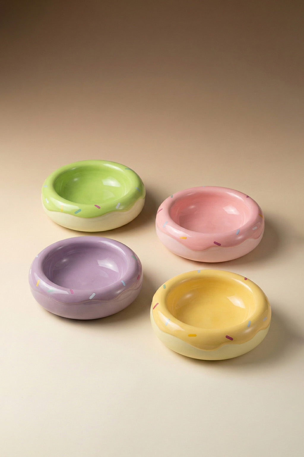 Honey Donut Slow Feeder Ceramic Pet Bowl