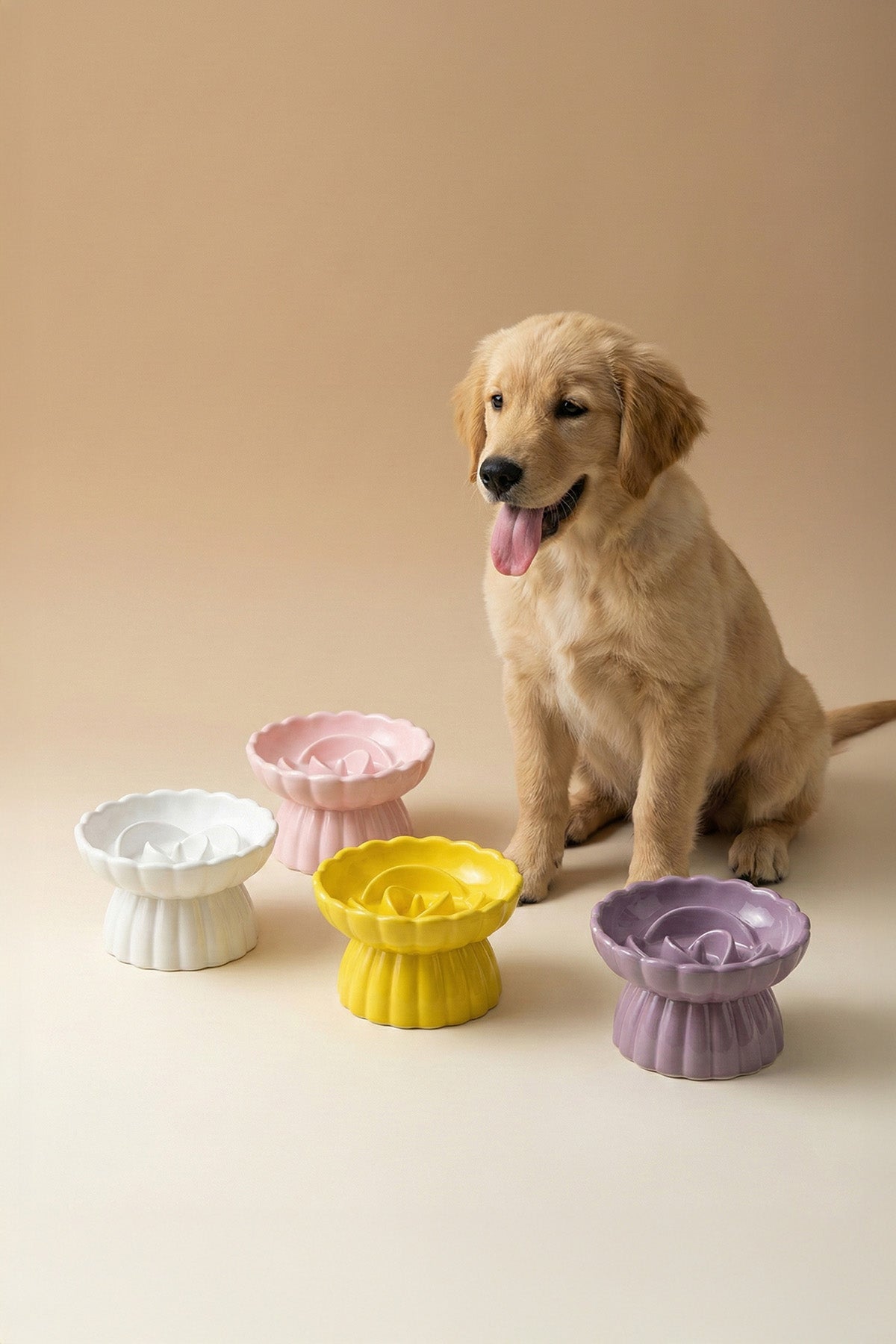 Rose Slow Feeder Ceramic Pet Bowl