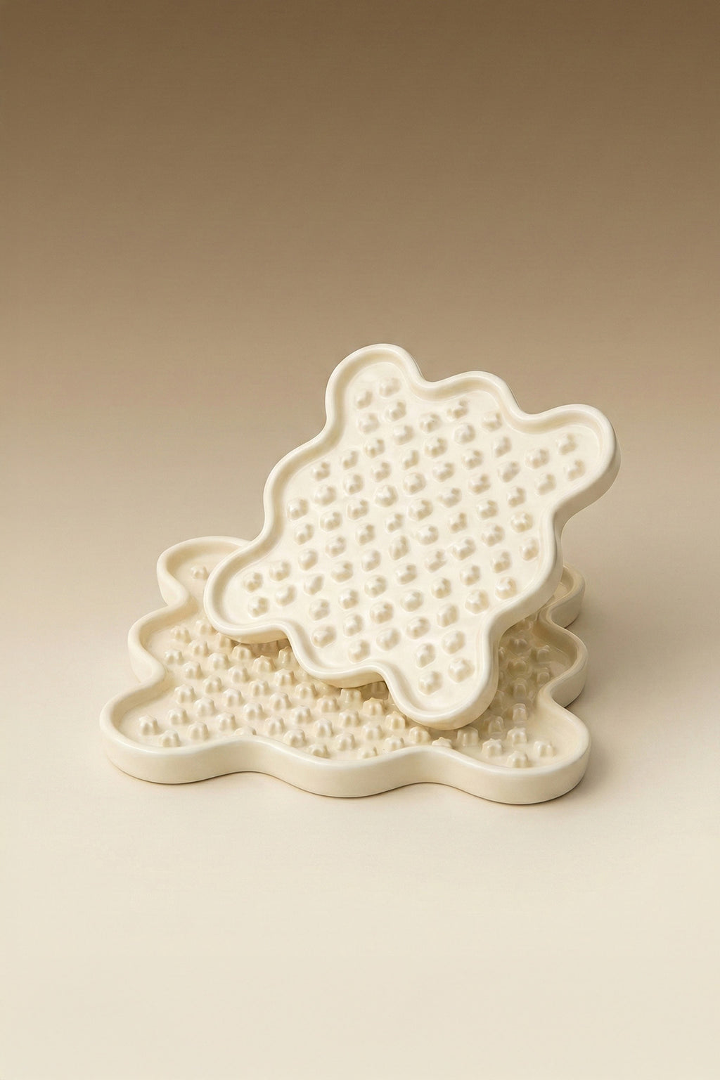 Cream Star Slow Feeder Ceramic Pet Bowl