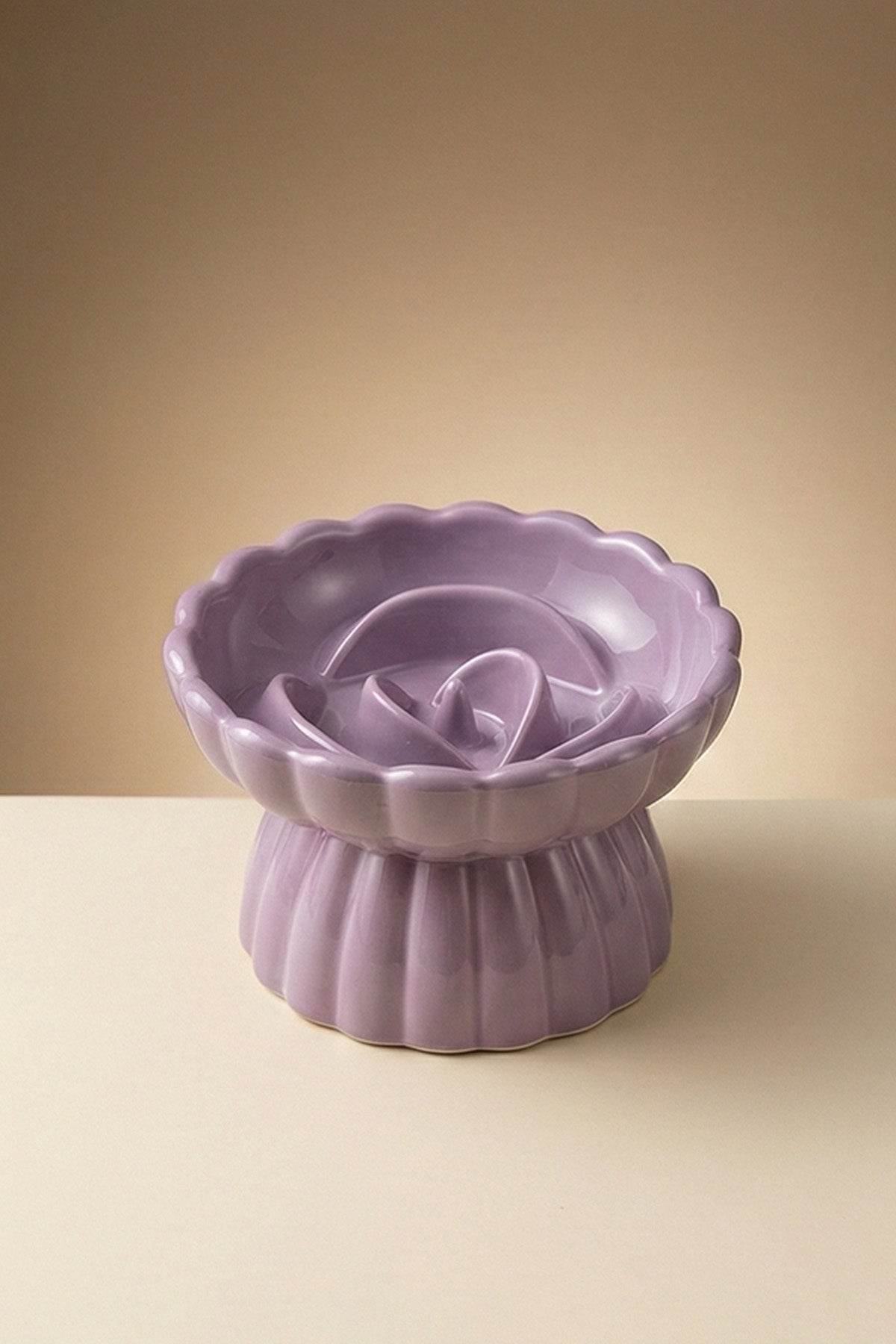 Rose Slow Feeder Ceramic Pet Bowl