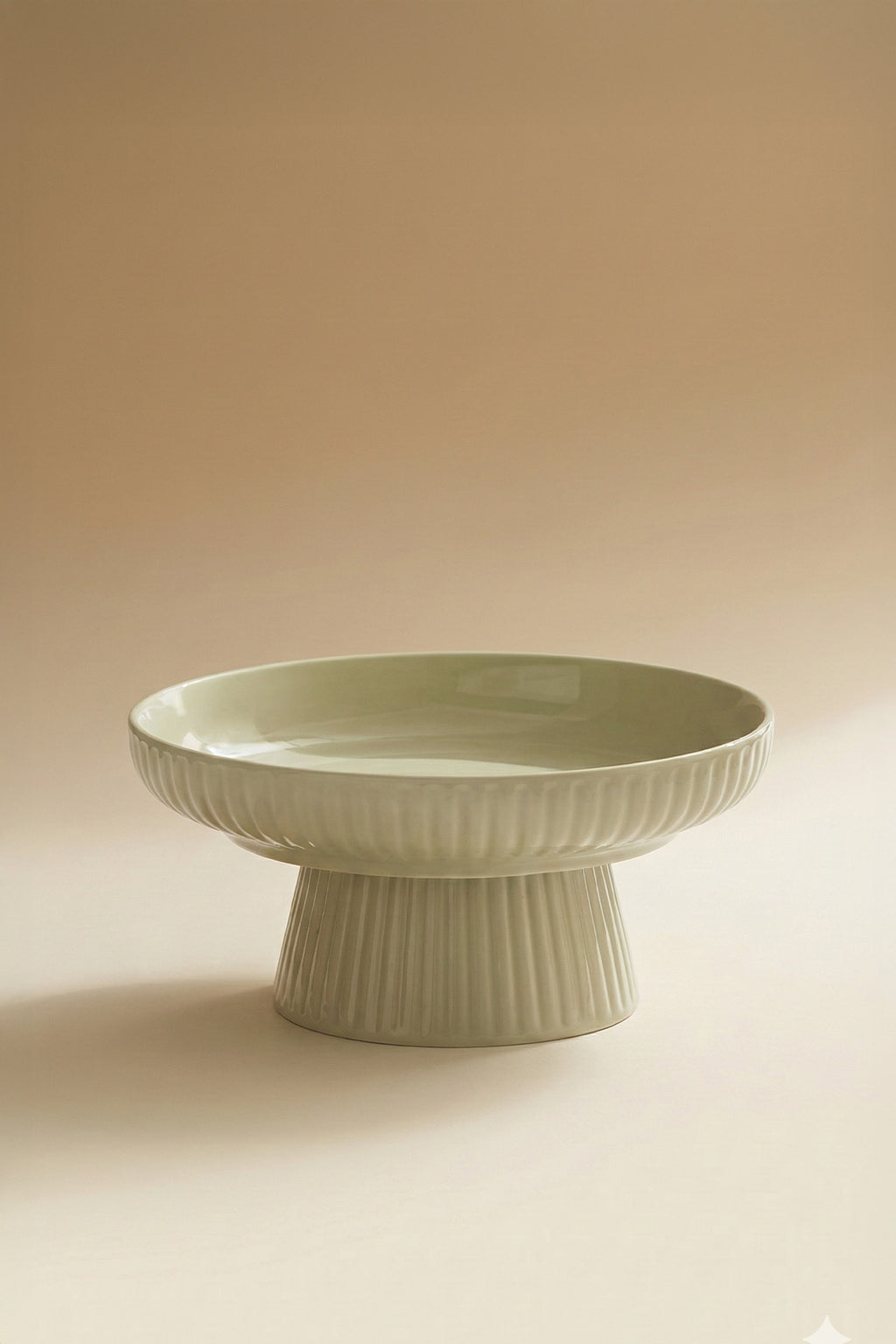 Fluted Ceramic Footed Pet Bowl