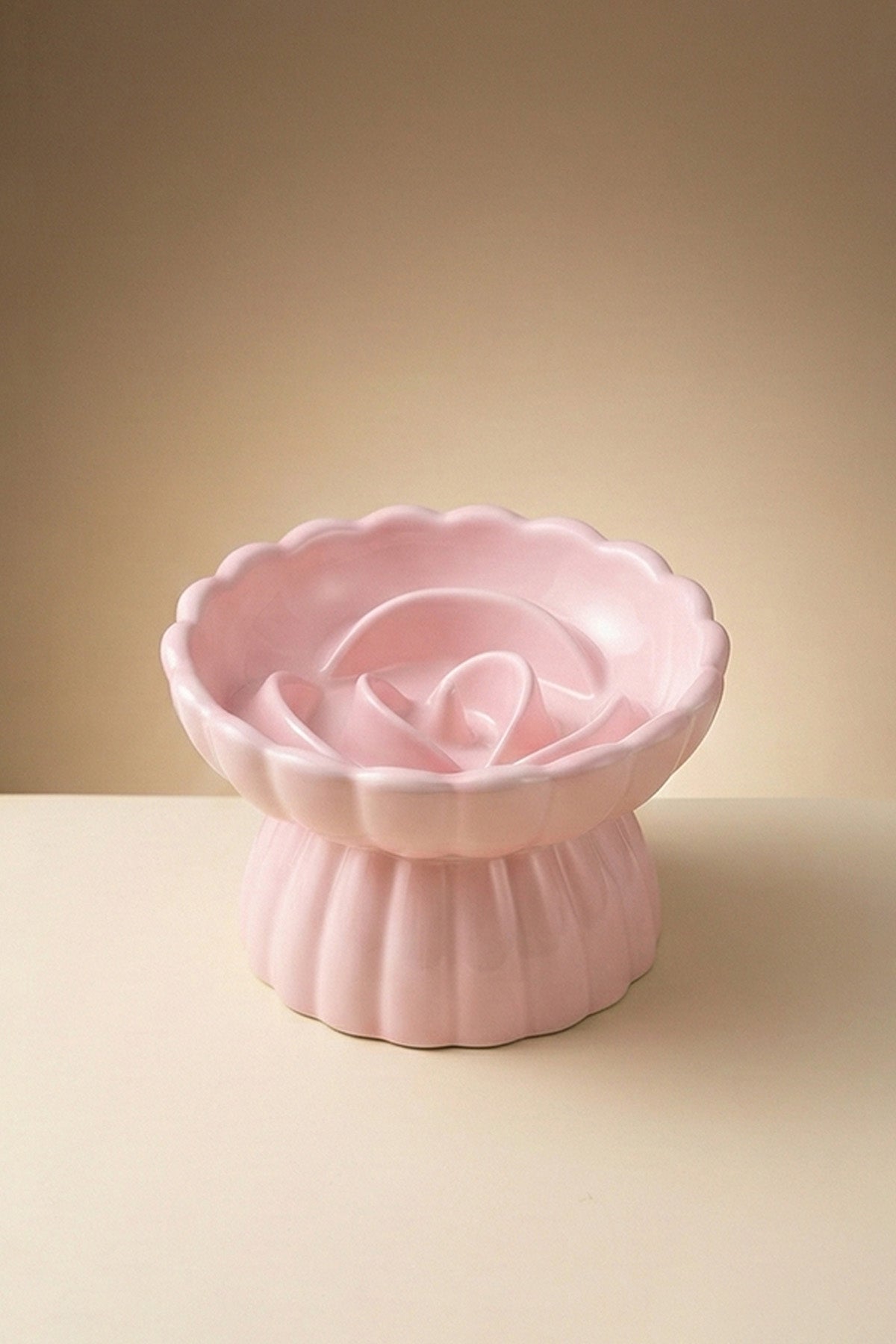 Rose Slow Feeder Ceramic Pet Bowl