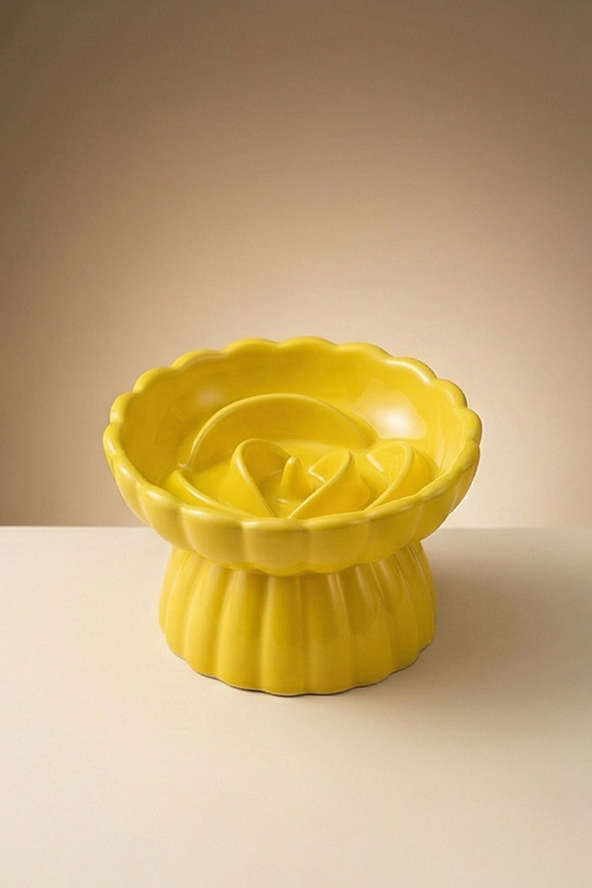 Rose Slow Feeder Ceramic Pet Bowl