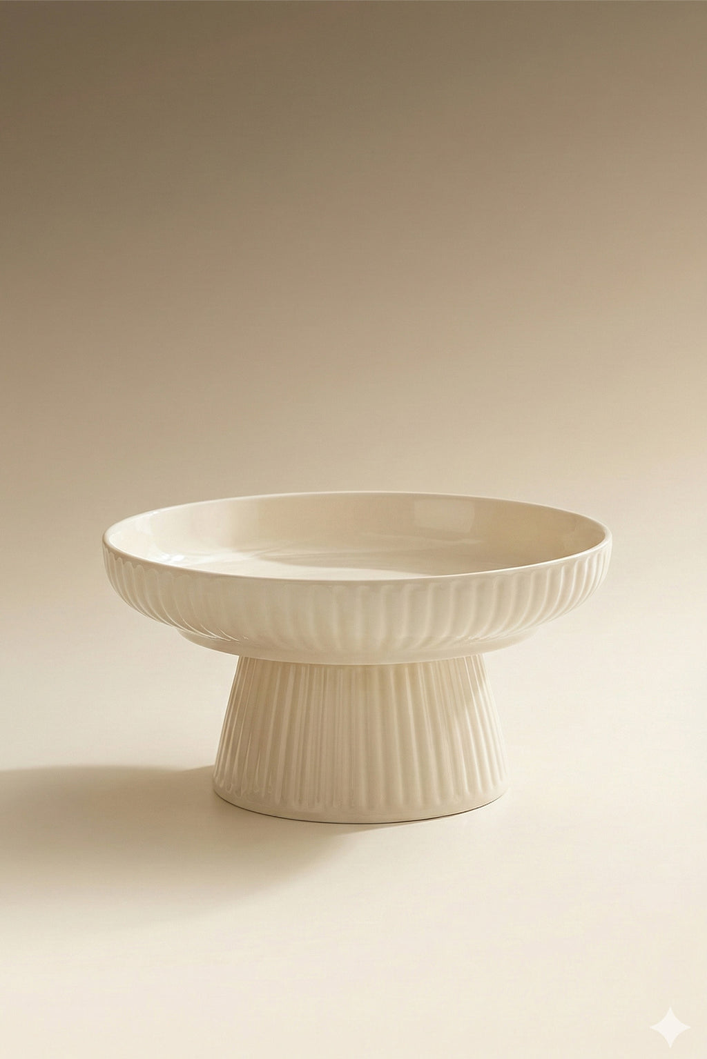 Fluted Ceramic Footed Pet Bowl