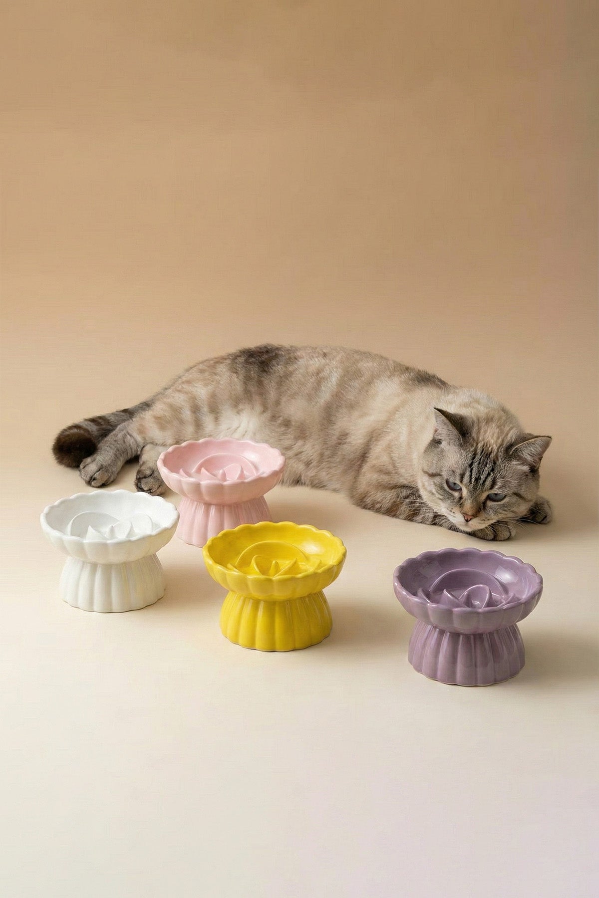 Rose Slow Feeder Ceramic Pet Bowl