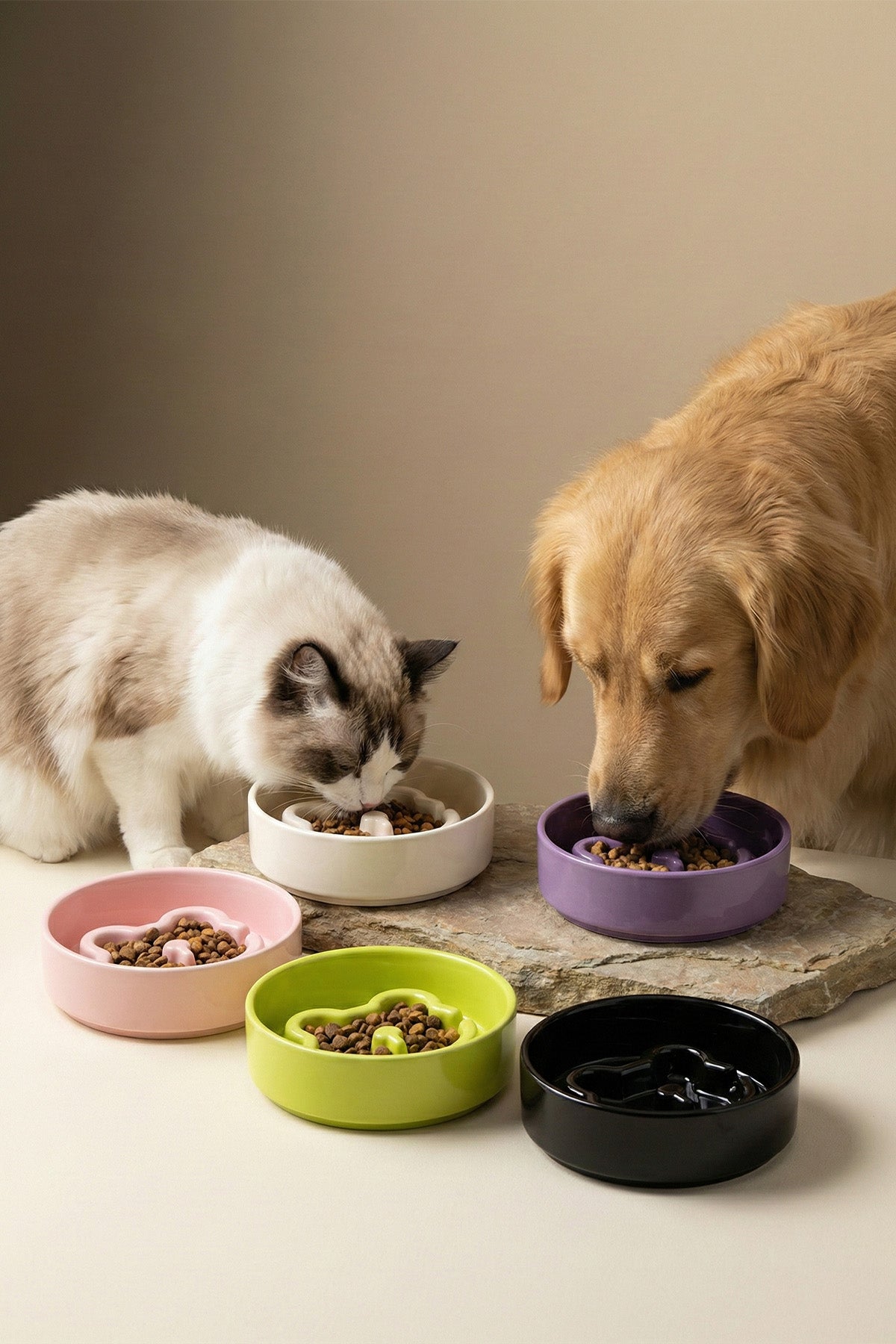 Bear Slow Feeder Ceramic  Pet Bowl