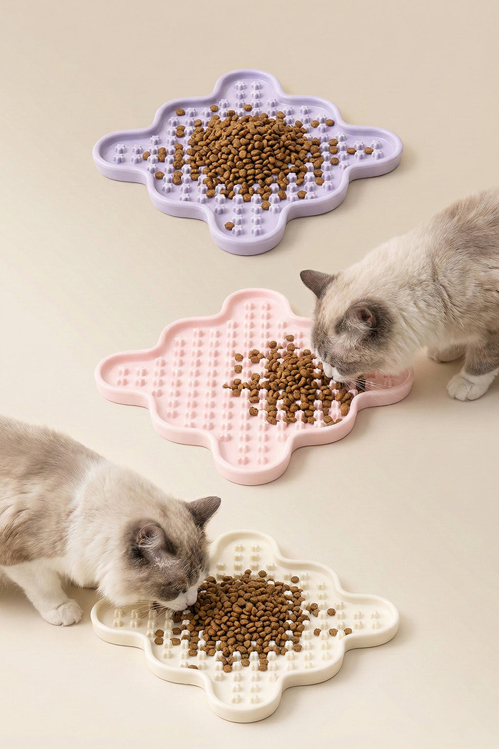 Cream Star Slow Feeder Ceramic Pet Bowl